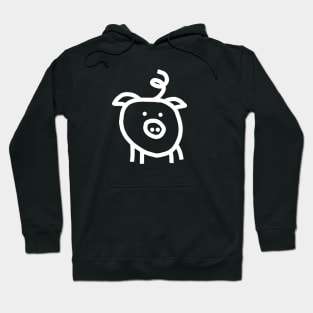 Pig Selfie in White Minimal Hoodie